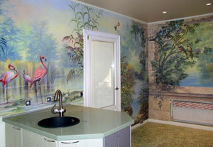 Декоративная роспись на стенах кухни